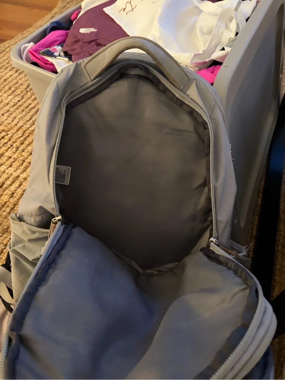 The North Face Light Gray Backpack with Pink Accent, Borealis